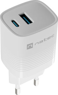 Karikues GaN Natec Ribera NUC-2140, 30W, 1x USB-A 1x USB-C, i bardhë
