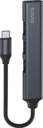 USB HUB Savio AK-71, 1x USB 3.1, 3x USB 2.0, gri