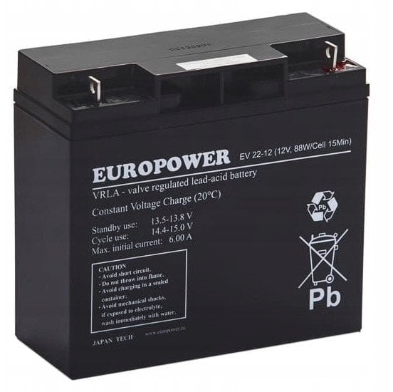 Bateri AGM Europower EV Series, 12V, 20Ah