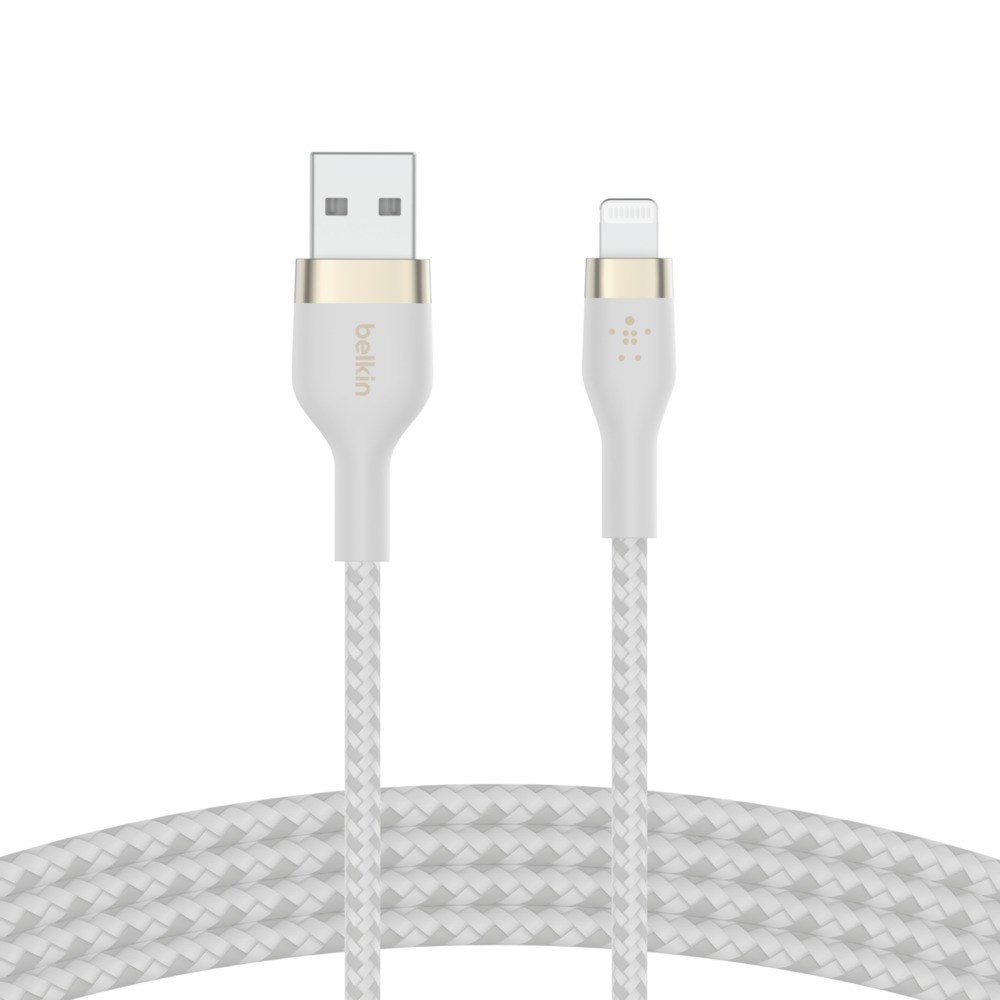 Kabllo USB-A në Lightning Belkin BoostCharge Pro Flex, 3m, MFi, e bardhë
