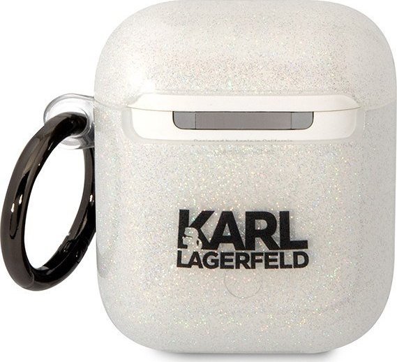 Kapak mbrojtës Karl Lagerfeld KLA2HNKCTGT për AirPods 1/2, transparent, me shkëlqim