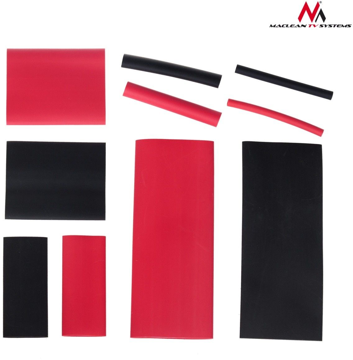 Set tuba termokunjorë Maclean MCTV-530, 520 copë, raport tkurrjeje 2:1 dhe 4:1, të zinj dhe të kuq