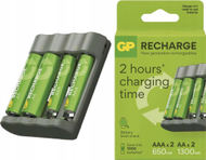 Karikues baterish GP Batteries GP Recharge B441, USB, set me 2x AA 2100mAh dhe 2x AAA 800mAh