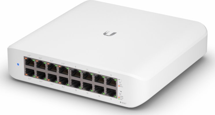 Switch Ubiquiti UniFi Lite 16 PoE, 16 porta Gigabit, PoE+, i bardhë
