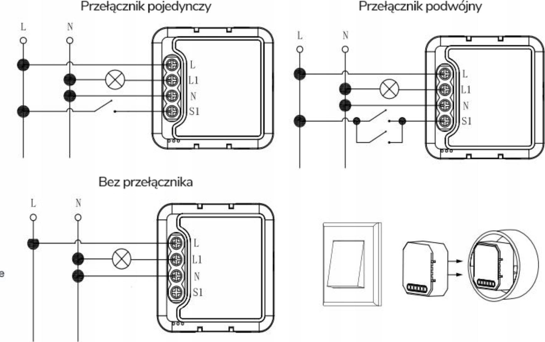 Kontrollues ndriçimi WiFi Tuya OXT SWT24, kanal i vetëm, aplikacion Android iOS, i bardhë