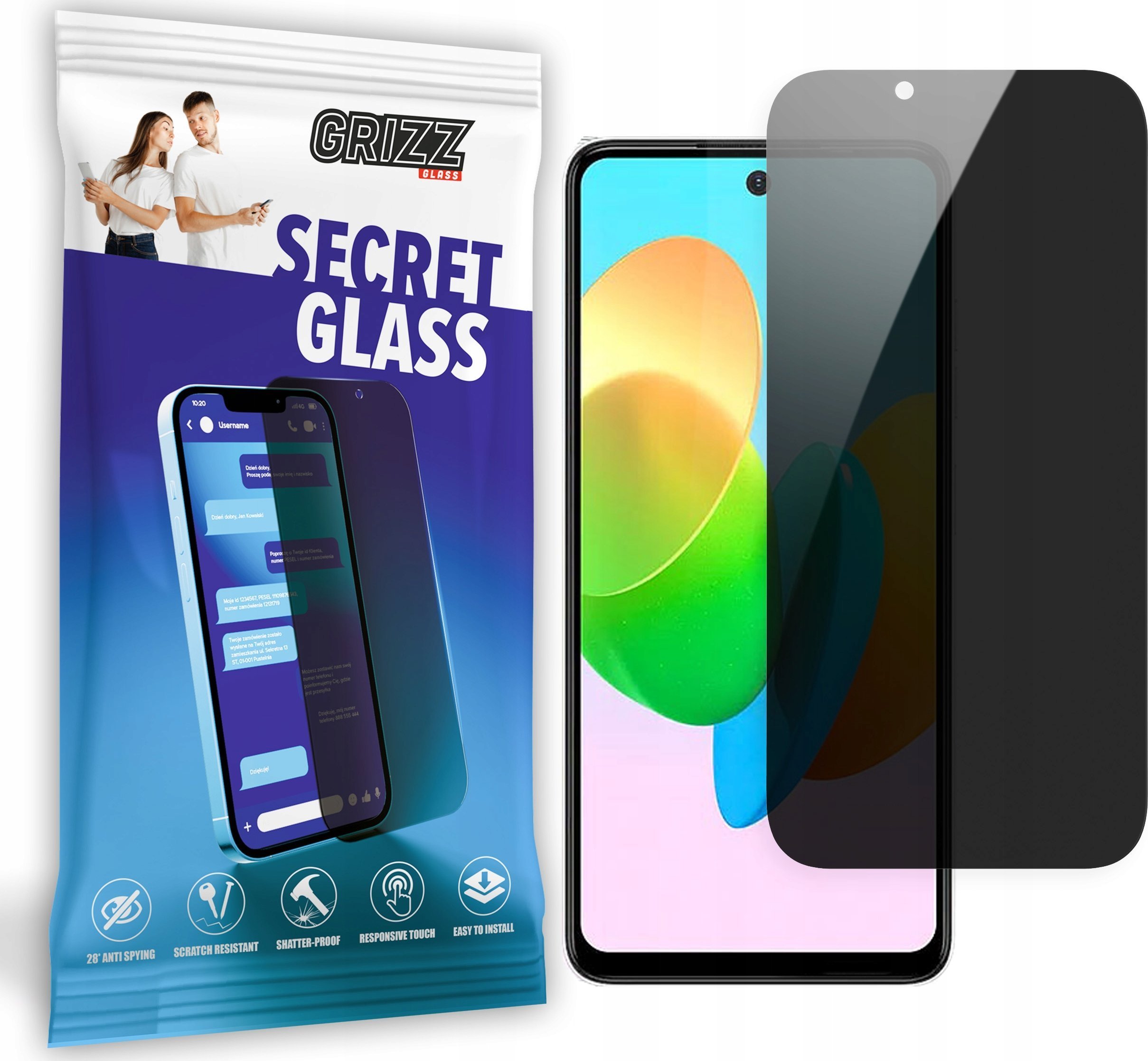 Xham mbrojtës GrizzGlass Matte SecretGlass për Tecno Spark 20C, efekt privatësie, përfundim matte