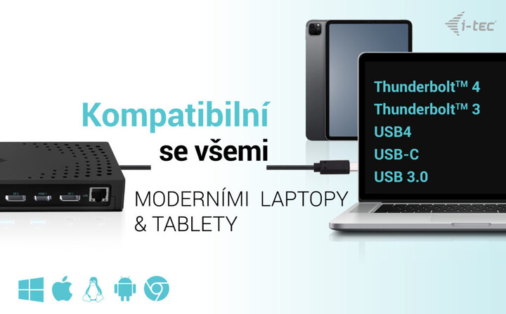 Docking Station i-tec USB 3.0/USB-C/Thunderbolt, 3x 4K Display, PD 100W