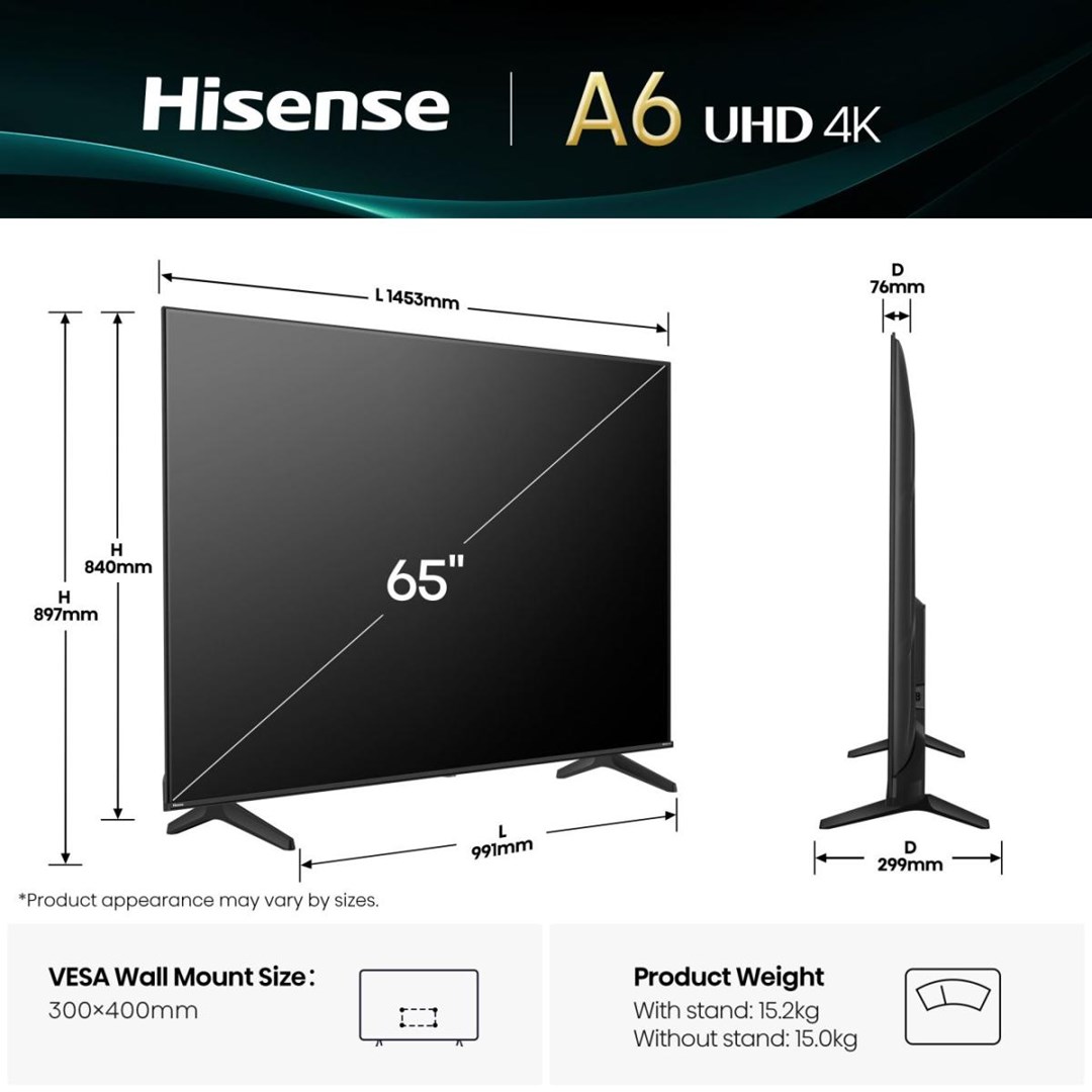 Televizor Hisense 65A6Q, 65", 4K Smart, i zi
