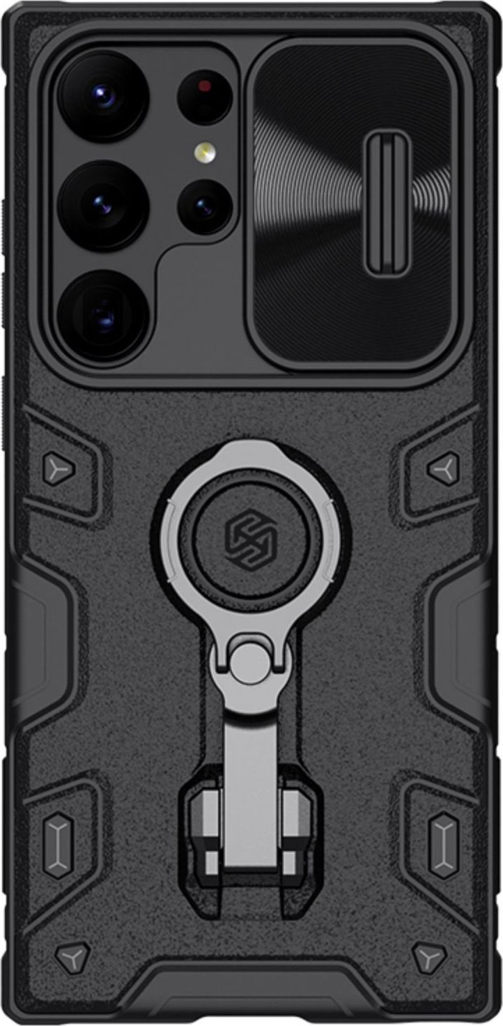 Këllëf Nillkin CamShield Armor Pro për Samsung Galaxy S23 Ultra, me kapak kamere, me stand, i zi
