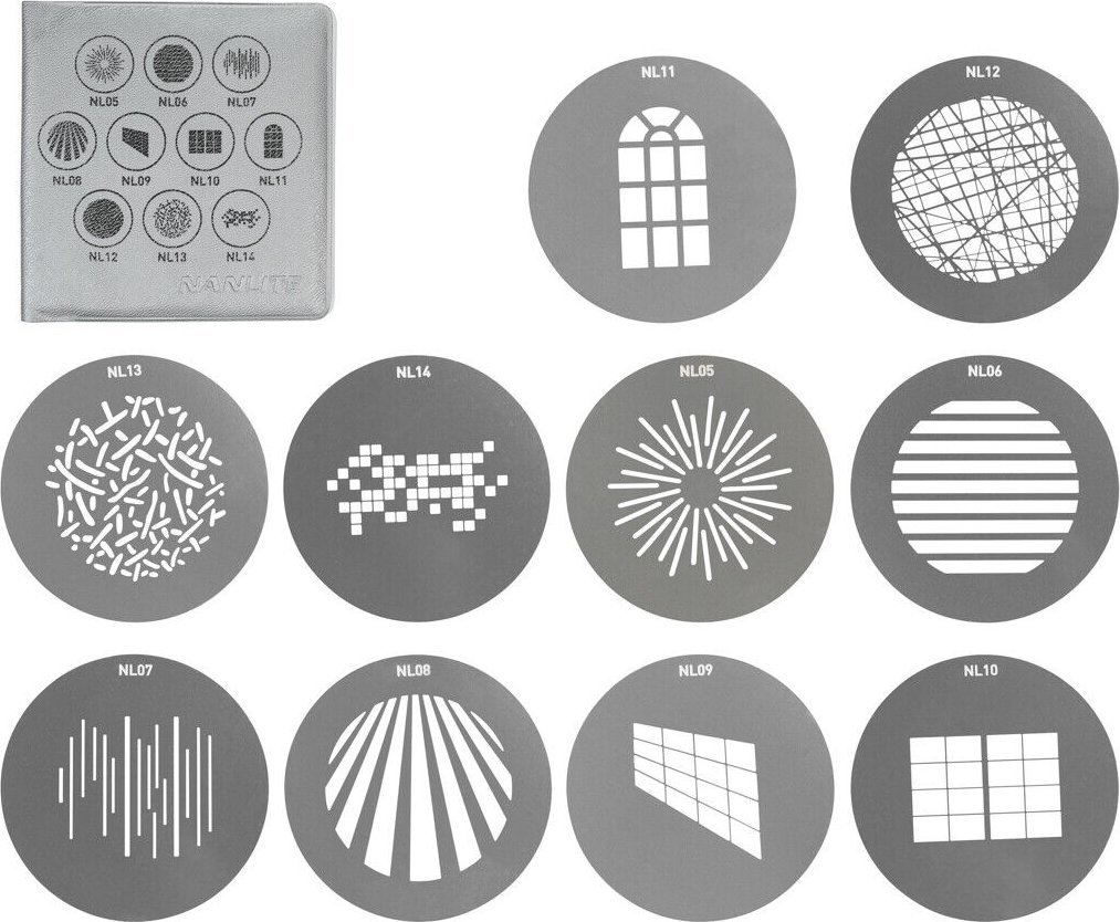 Set gobo Nanguang Nanlite Gobo Set 1, për projektor drite, metalik