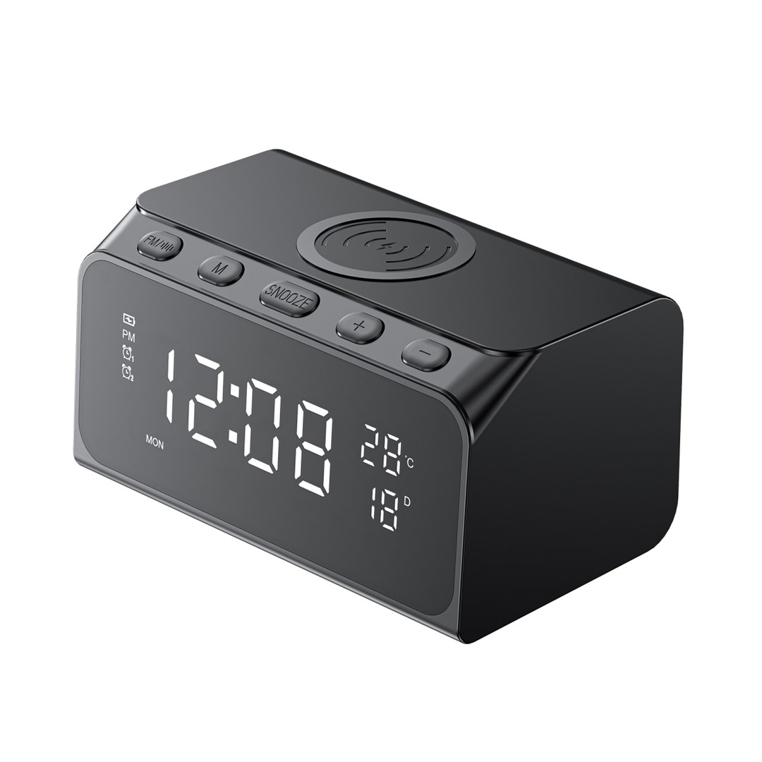 Karikues wireless Havit W3041, 15W, ekran LED me alarm, i zi