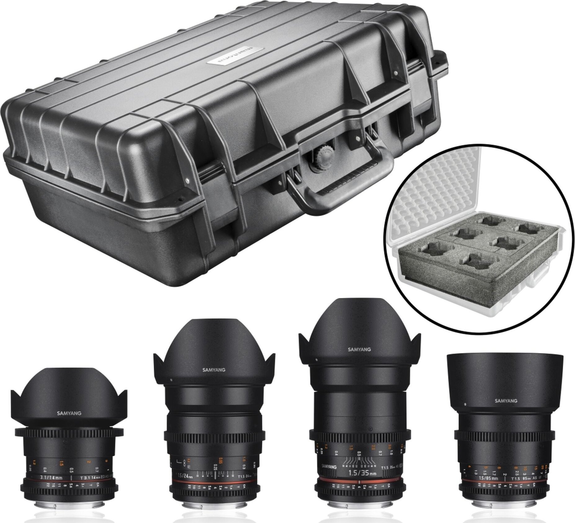 Set lentilash video Samyang Basic Set II, për Sony E, DSLR dhe pa pasqyrë