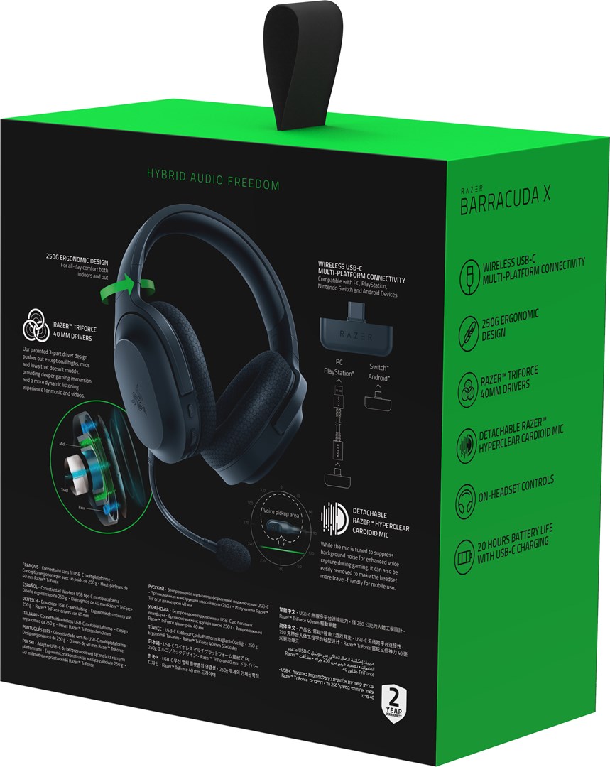 Kufje Razer Barracuda X, Wireless USB-C, 40mm, të zeza