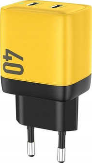 Karikues muri Wekome WP-U128, 2x USB-C, 40W GaN, i verdhë