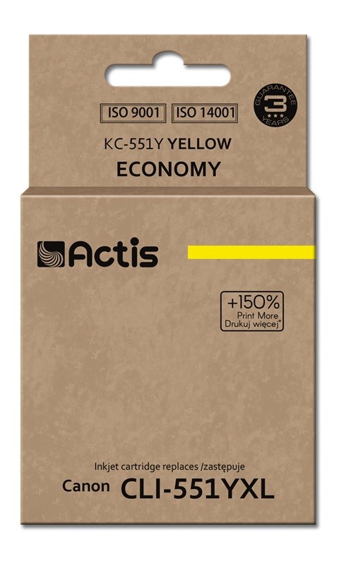 Ngjyrë për printer Actis KC-551Y (zëvendësim për Canon CLI-551Y), 12 ml, e verdhë