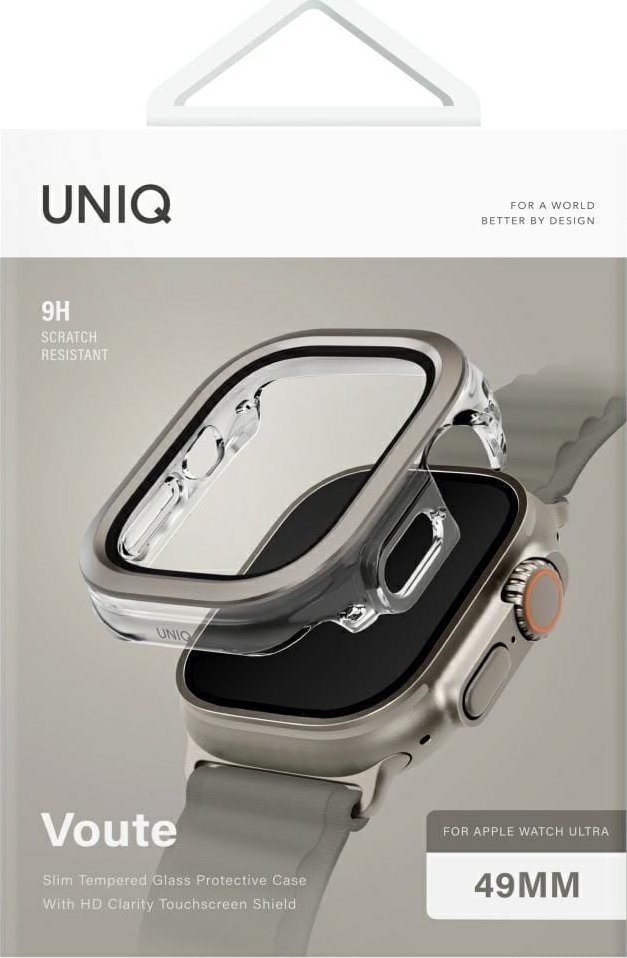 Mbështjellës për orë UNIQ Voute për Apple Watch Ultra 49mm, xham i temperuar, argjendtë