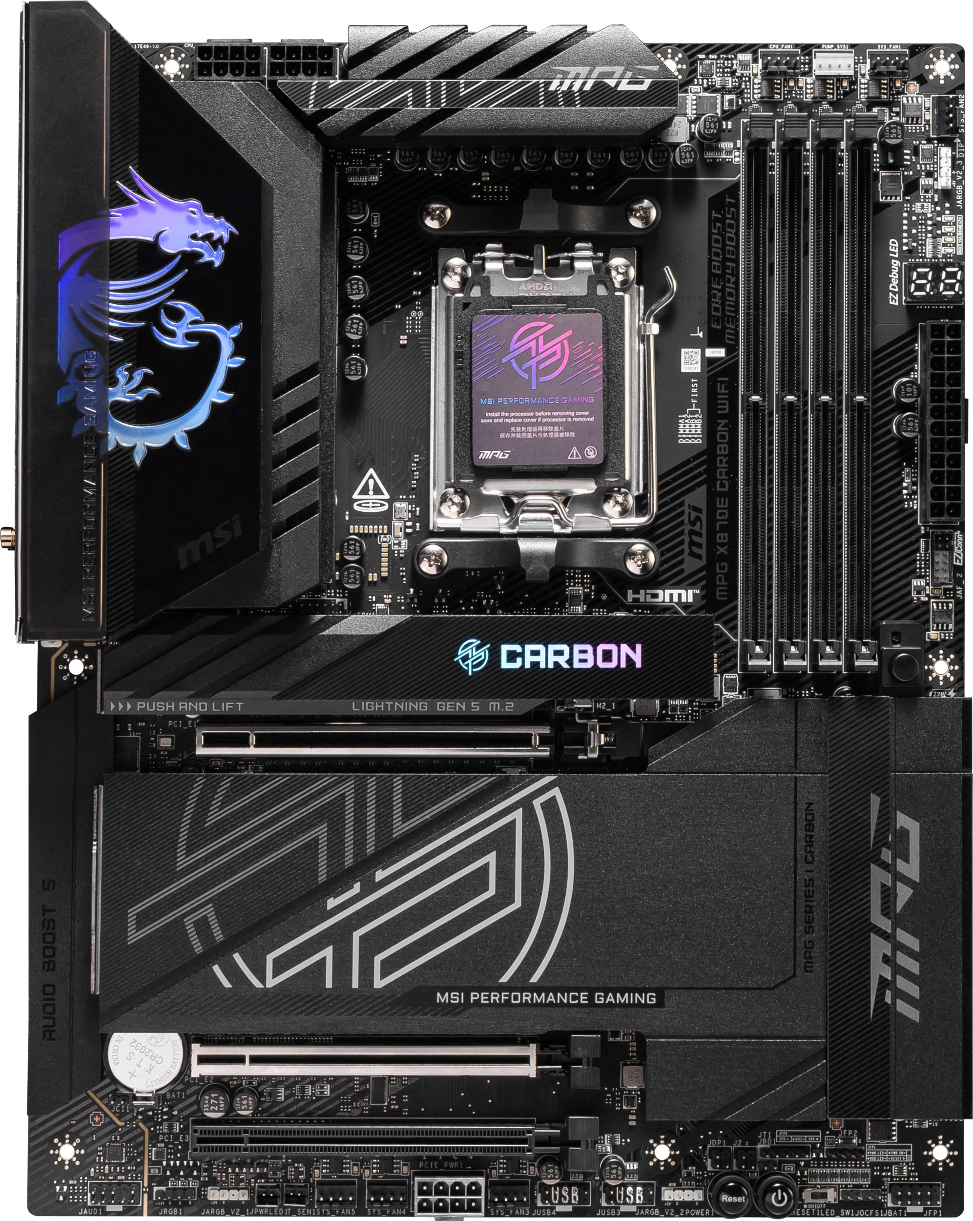 Pllakë amë MSI MPG X870E Carbon WIFI, AMD X870E, Socket AM5, ATX
