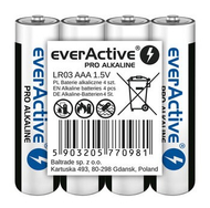 Bateri alkaline EverActive Pro Alkaline AAA LR03, 1.5V, set 4 copë
