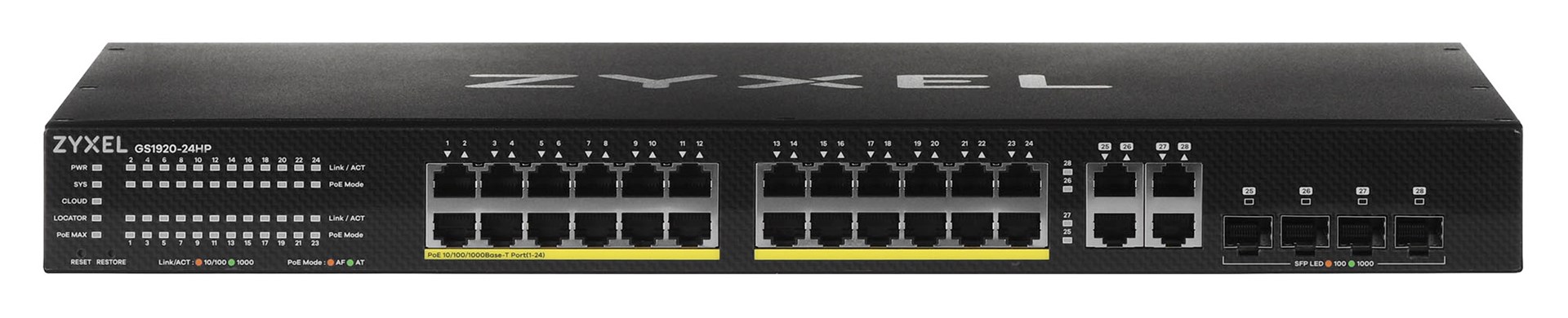 Switch i menaxhuar Zyxel GS1920-24HPv2, 24 porta Gigabit, PoE, gri