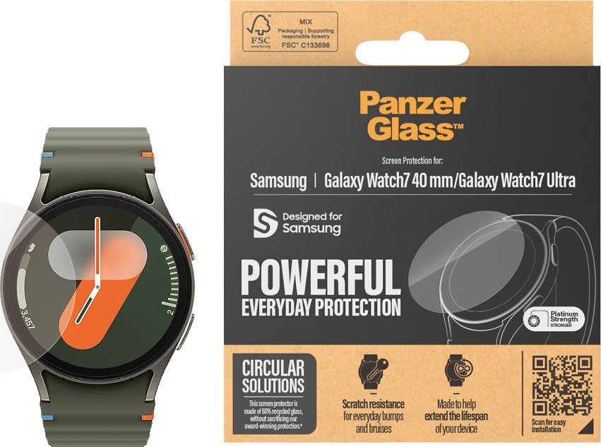 Mbrojtës ekrani PanzerGlass Samsung Galaxy Watch7 40mm Watch Ultra, Ultra Wide Fit, transparent