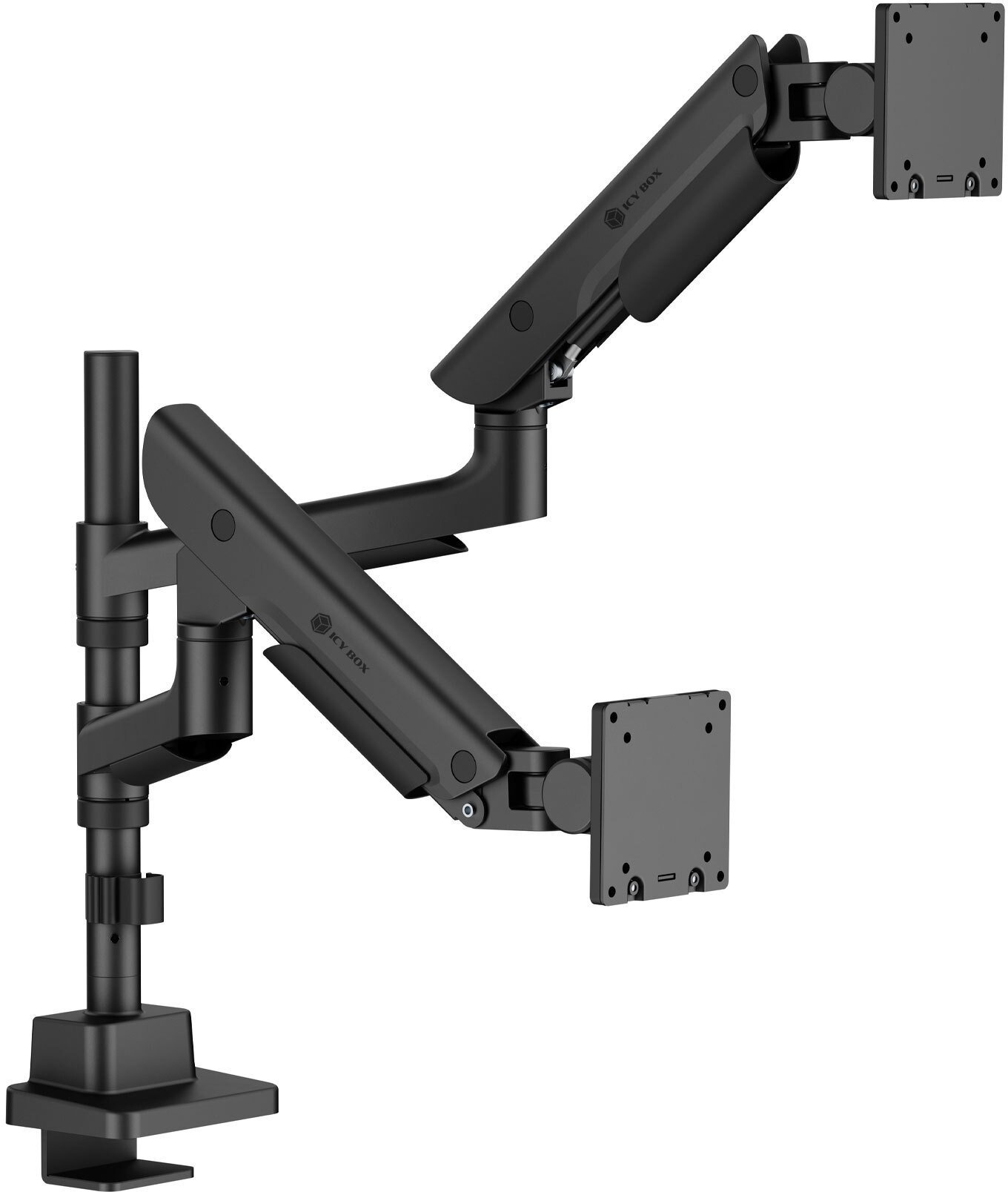 Mbajtës monitori ICY BOX IB-MS702-7, për 2 ekrane deri 57", montim në tavolinë, i zi