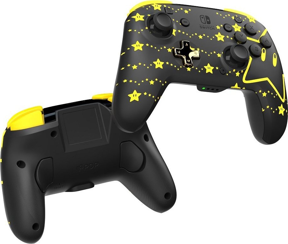 Kontroller PDP Rematch Super Stars Glow, wireless, i zi / i verdhë