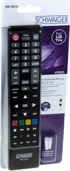 Telekomandë TV Schwaiger UFB100LG 533, IR wireless, universale, e zezë