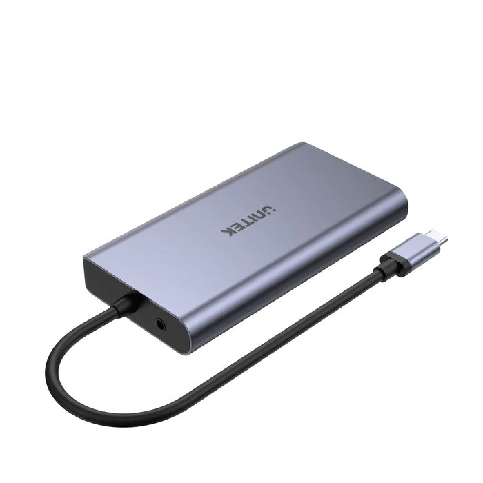 USB Hub Unitek D1019B, 8-në-1, 100W PD, alumini, i hirtë