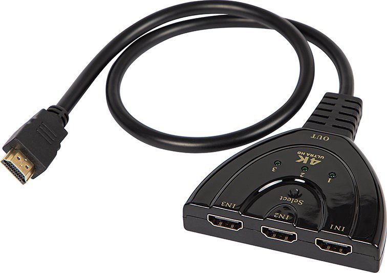 Splitter HDMI 3 në 1 pa markë, 3 porta, 4K Full HD, i zi