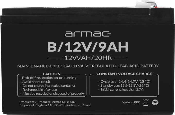 Bateri Armac, 12V / 9Ah