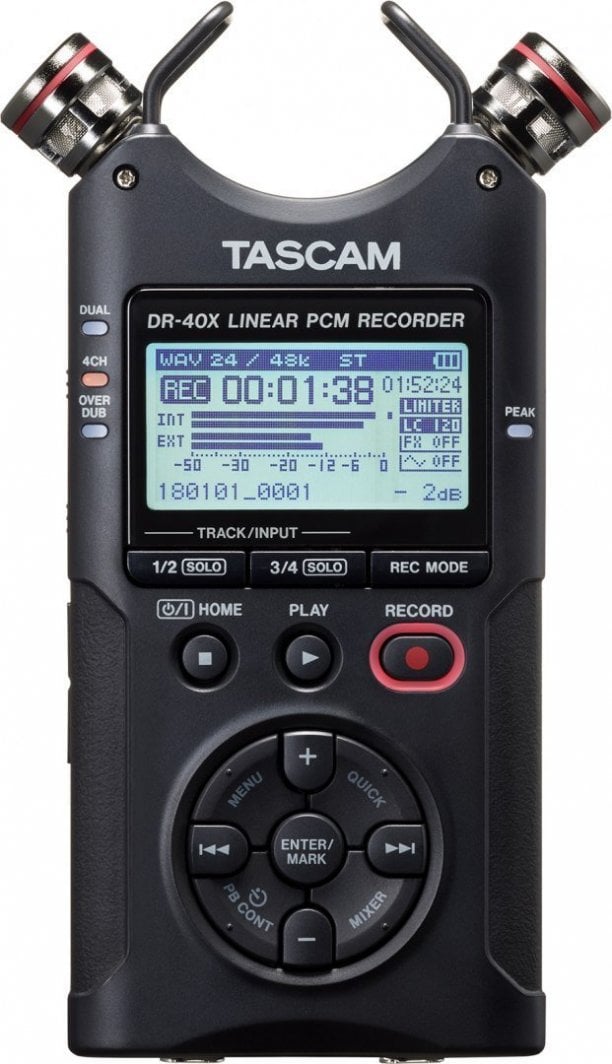 Regjistrues audio portativ Tascam DR-40X, 4 kanale, mikrofon stereo, i zi