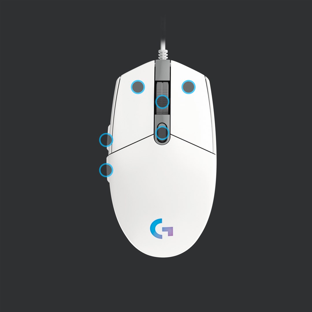 Maus gaming Logitech G203 LIGHTSYNC, 6 butona, RGB, i bardhë
