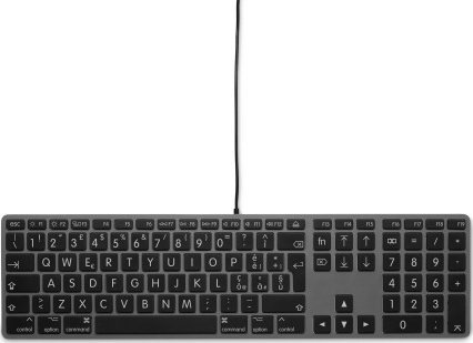 Tastierë LMP Large Font USB Keyboard, 110 taste, me kabëll USB dhe 2x USB, alumini space gray, italiane