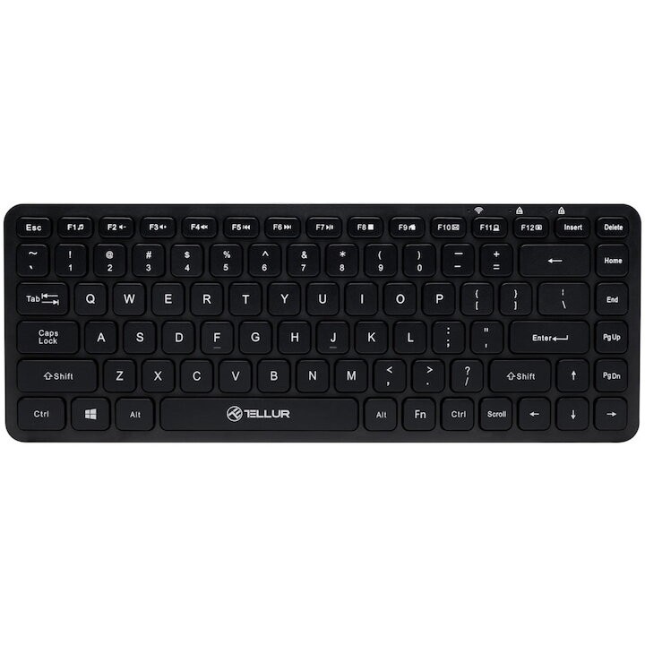 Tastierë wireless Tellur Mini, 84 taste, USB, e zezë
