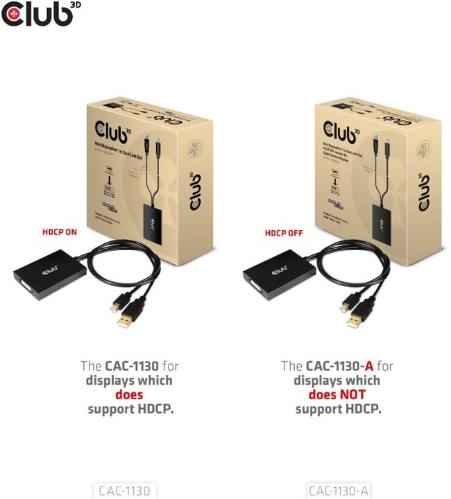 [OUTLET] Përshtatës Club3D Mini DP në Dual Link DVI, HDCP OFF version për Apple Cinema Displays Active Adapter
