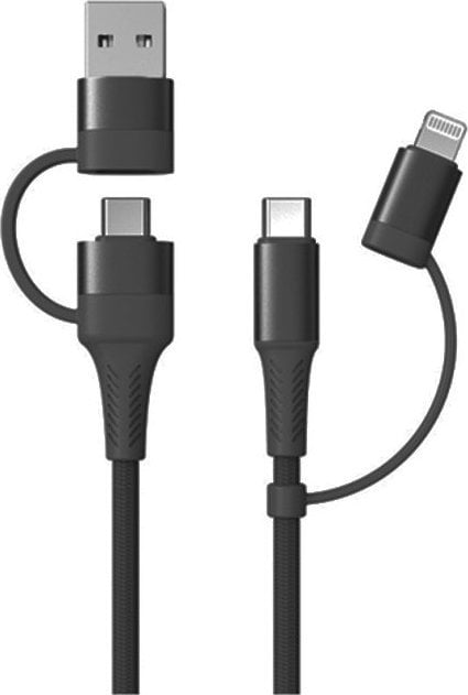Kabllo karikimi AMiO UC-15 02547, USB-A USB-C Lightning, 1m, e zezë