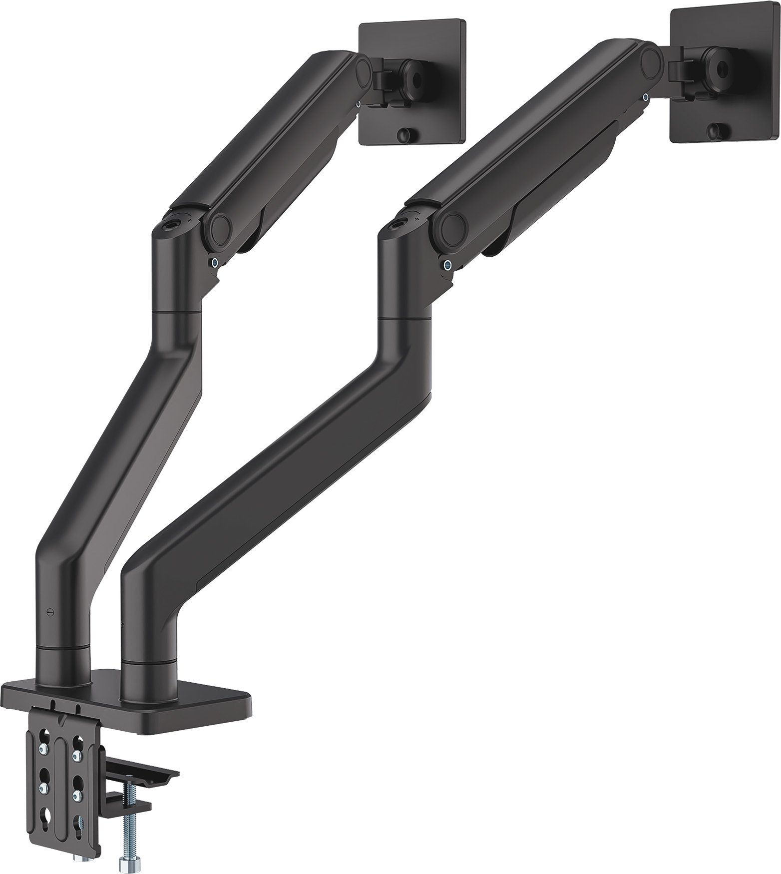 Mbajtëse tavoline dyfishe Manhattan, për monitor dhe TV 13" 45", montim me kapëse ose gromet, e zezë