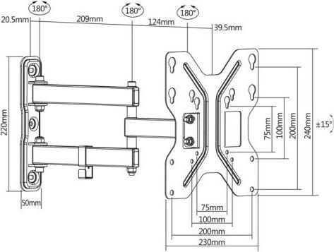 Mbajtëse për TV Maclean MC-648, 23'' - 42''