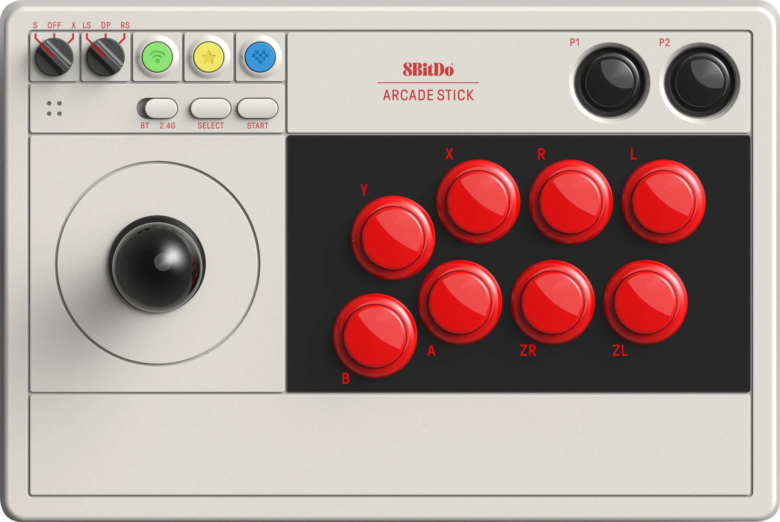 Kontrollues për lojëra 8BitDo Arcade Stick, i hirtë