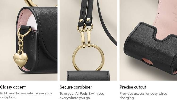 Çantë mbrojtëse Cyrill Mini Bag Classic për AirPods 3, lëkurë PU, e zezë