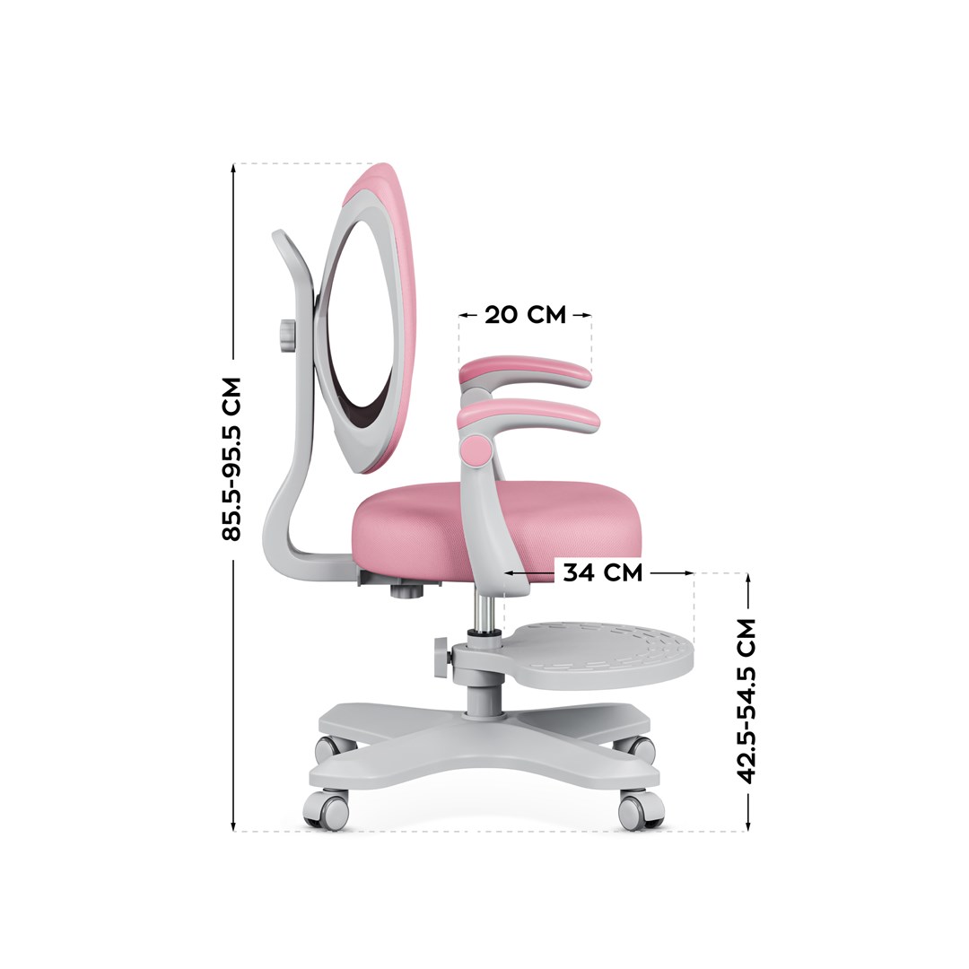 Karrige zyre për fëmijë Mark Adler Junior 4.6 Pink, ergonomike, me mbështetëse këmbësh, rozë