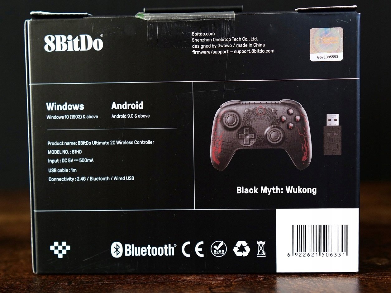 Kontroller 8Bitdo Ultimate 2C Wireless, 1000Hz, për PC dhe Android, i zi