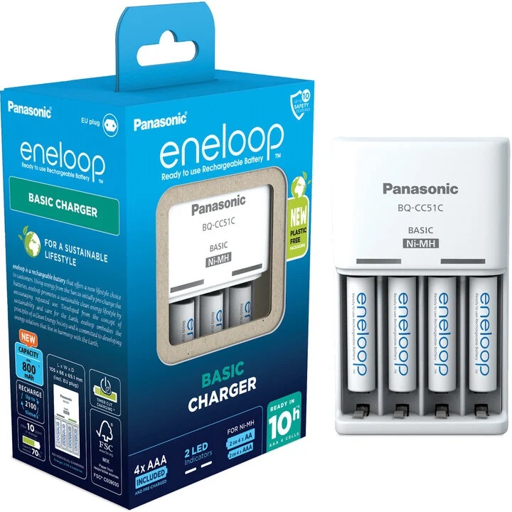 Karikues i baterive PANASONIC KJ51MCC04E + 4x bateri AAA ENELOOP
