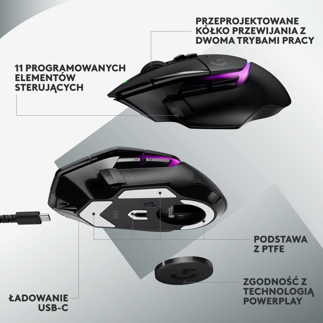 Maus Logitech G502 X Plus (910-006162), i zi