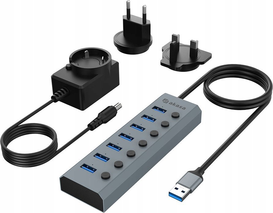 Hub USB Akasa Connect 7 IPS, 7 porta USB Type A, i zi