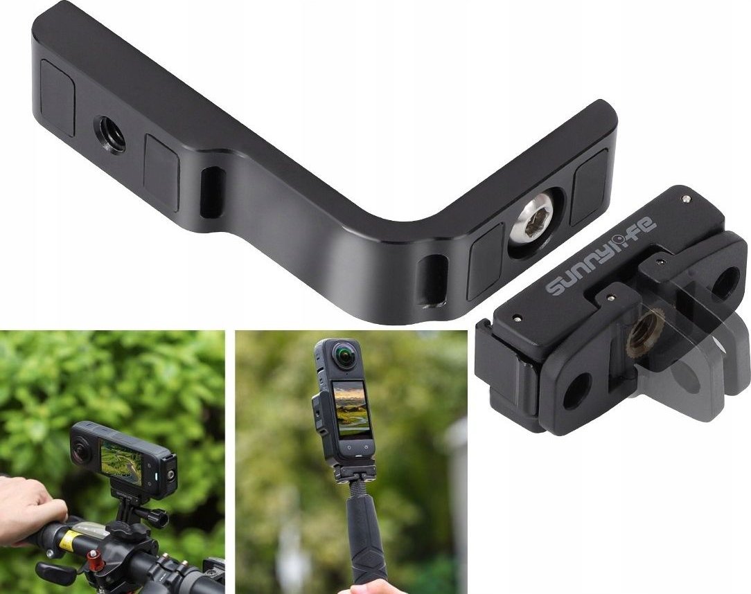 Mbajtëse SunnyLife për GoPro Insta360 X4, fije 1/4", për shina dhe korniza, e zezë