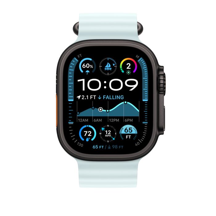 Apple Watch 49mm Band, Ice Blue Ocean Band Extension, Black Titanium Finish