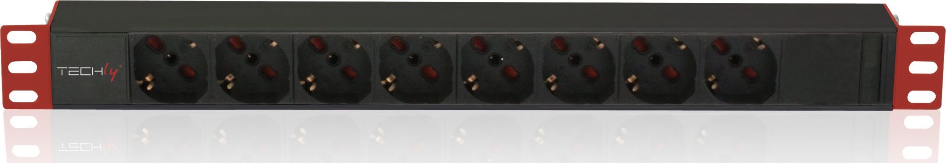 Распределувач на струја за рак Techly I-CASE STRIP-81V2, 8x Schuko, 1U 19\", 2 m, црвено-црн