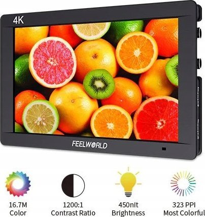 Monitor për kamerë Feelworld FW703, 7" Full HD IPS, HDMI 4K dhe 3G SDI, i zi