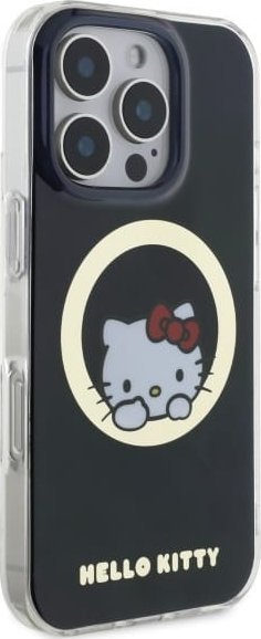 Mbrojtëse telefoni Hello Kitty HKHMP16XHSWKK, për iPhone 16 Pro Max, MagSafe, e zezë